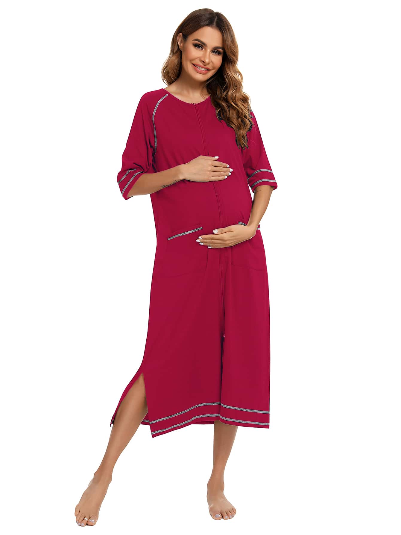 Zip Up Dress Coat Sleepwear-Soco Hoodie