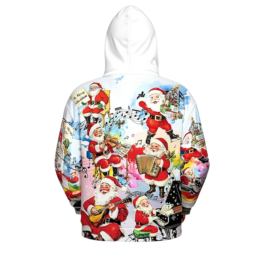 All Over Santa Costume Print Hoodie With Pocket