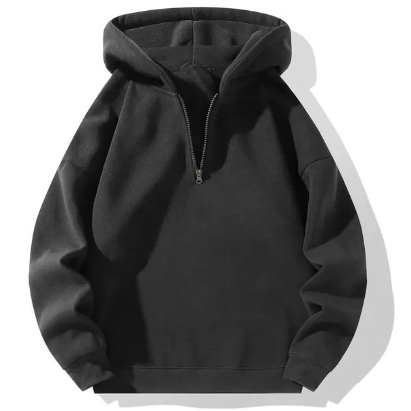 Men's Plain Half Zip Drop Shoulder Essentials Hoodie,