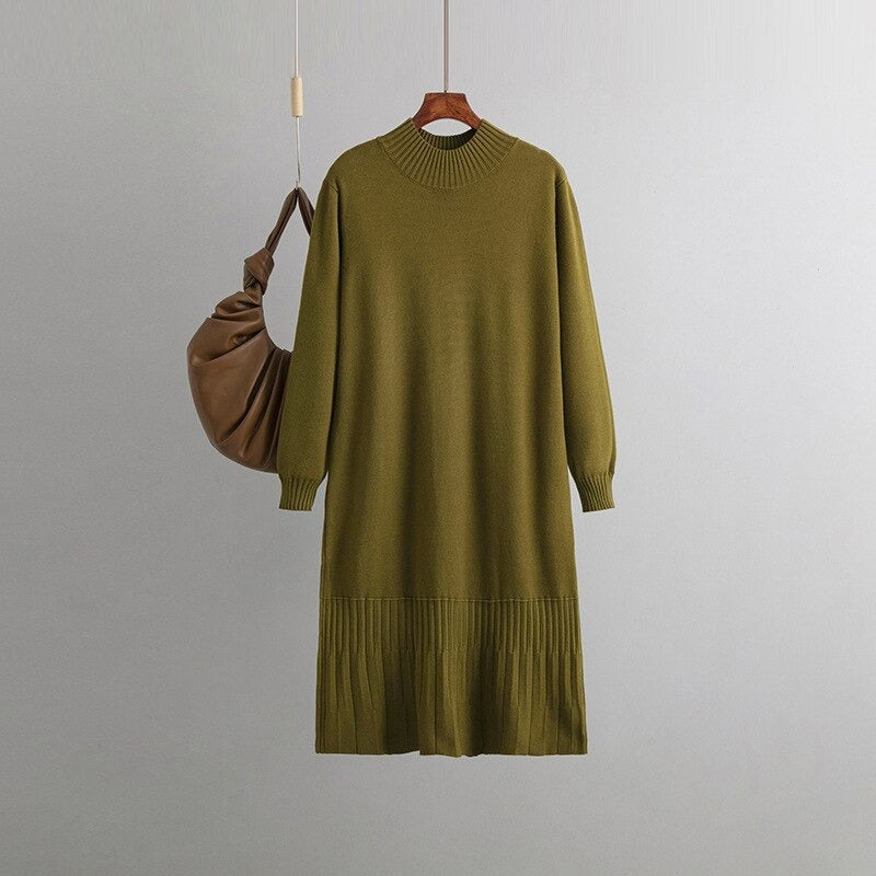 Oversized Loose Casual Knitted Pullover Sweater Dress-Soco Hoodie