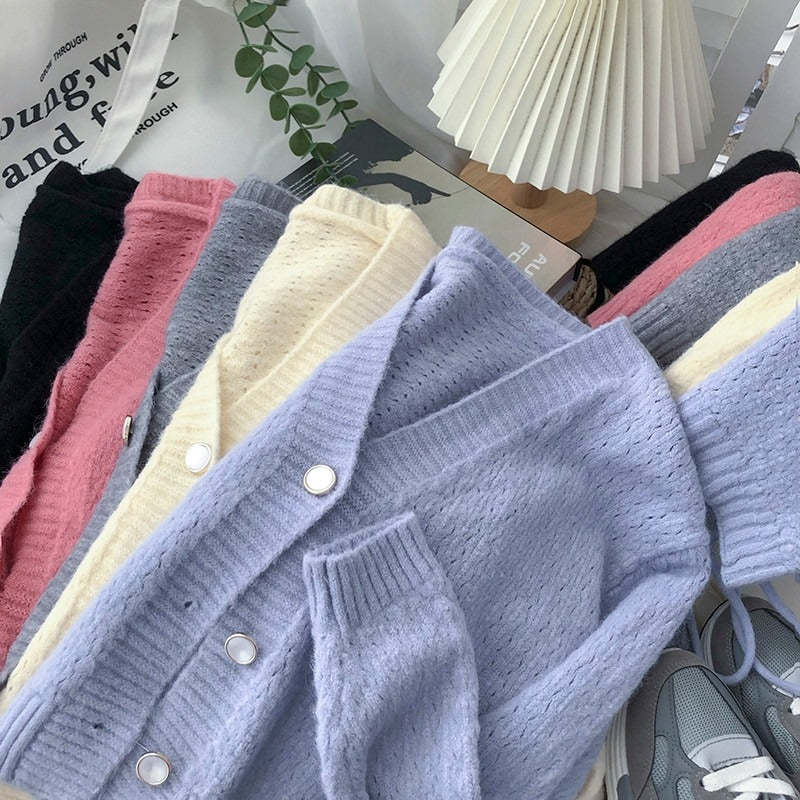 Long-Sleeved Knitted Cardigan With One-Piece-Soco Hoodie