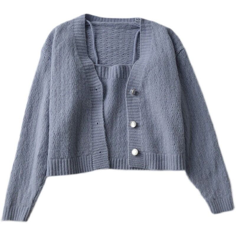 Long-Sleeved Knitted Cardigan With One-Piece-Soco Hoodie