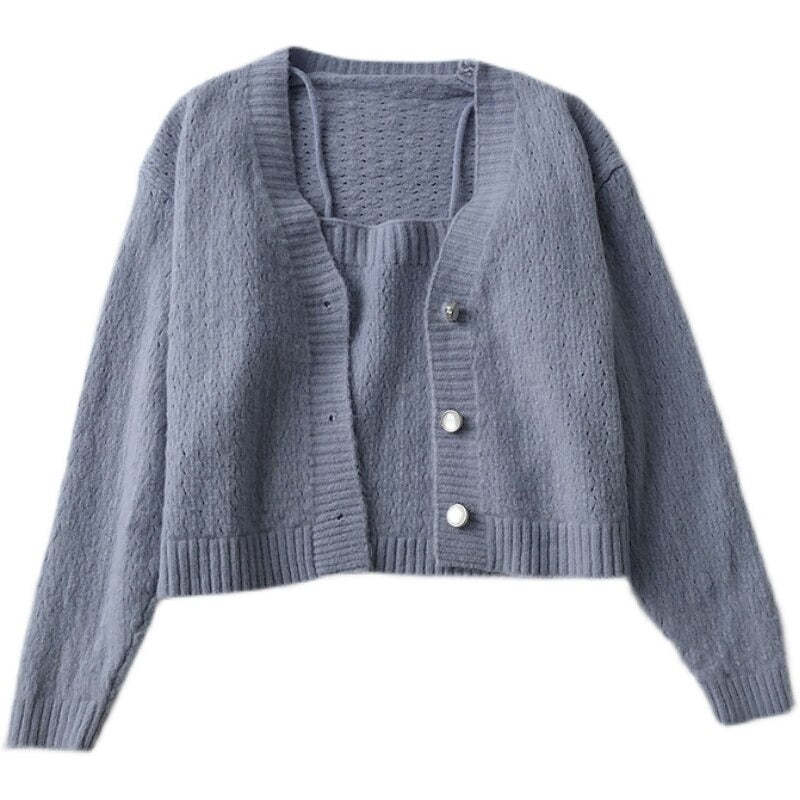 Long-Sleeved Knitted Cardigan With One-Piece-Soco Hoodie