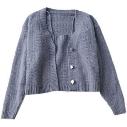 Long-Sleeved Knitted Cardigan With One-Piece-Soco Hoodie