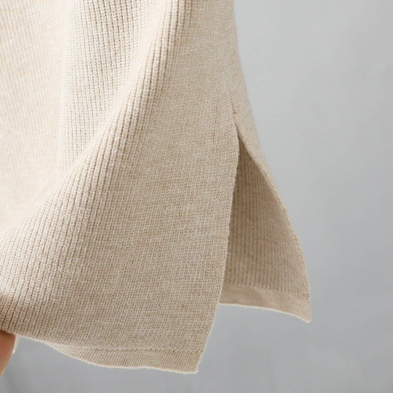 Oversized Polo Collar Knitted Long Straight Sweater Dress-Soco Hoodie