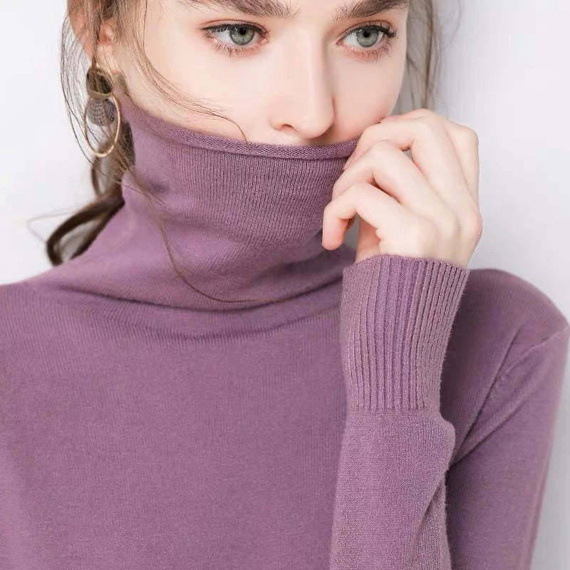 Soft Cashmere Slim-Fit Turtleneck Pullovers For Women-Soco Hoodie
