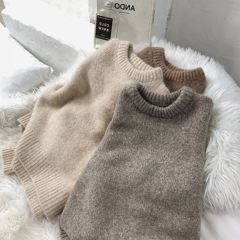 O-Neck Thick Knitted Loose Pullover For Women-Soco Hoodie