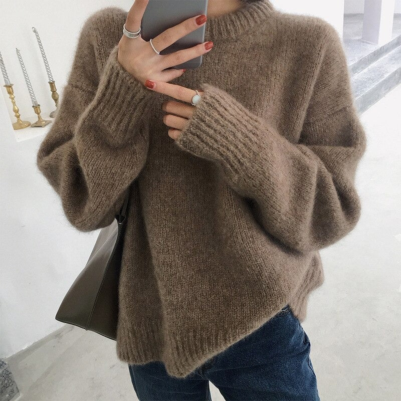 O-Neck Thick Knitted Loose Pullover For Women-Soco Hoodie