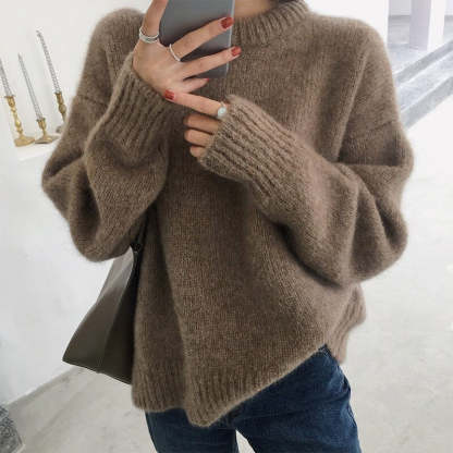 O-Neck Thick Knitted Loose Pullover For Women-Soco Hoodie