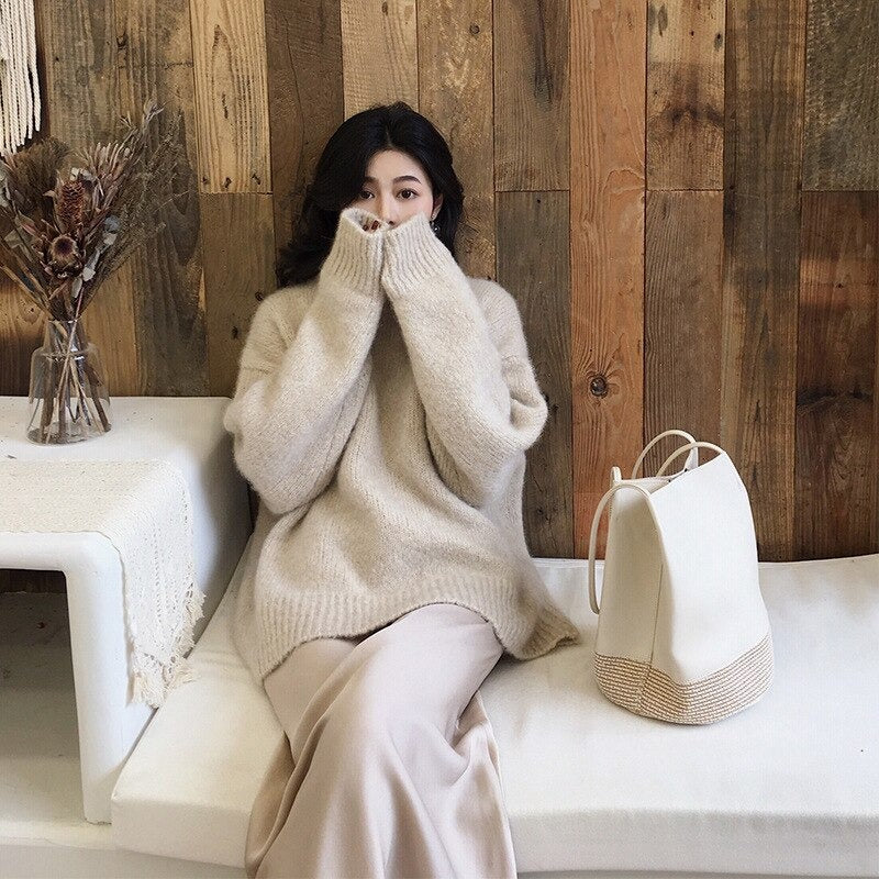 O-Neck Thick Knitted Loose Pullover For Women-Soco Hoodie