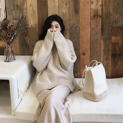 O-Neck Thick Knitted Loose Pullover For Women-Soco Hoodie