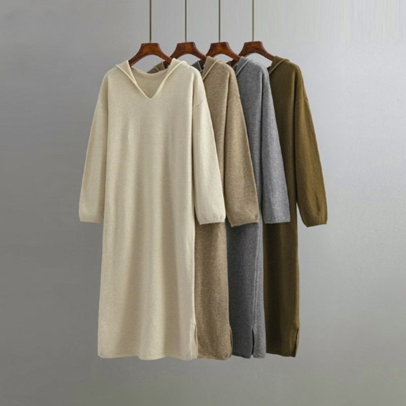 Casual Hooded Long Sweater Dress For Women-Soco Hoodie