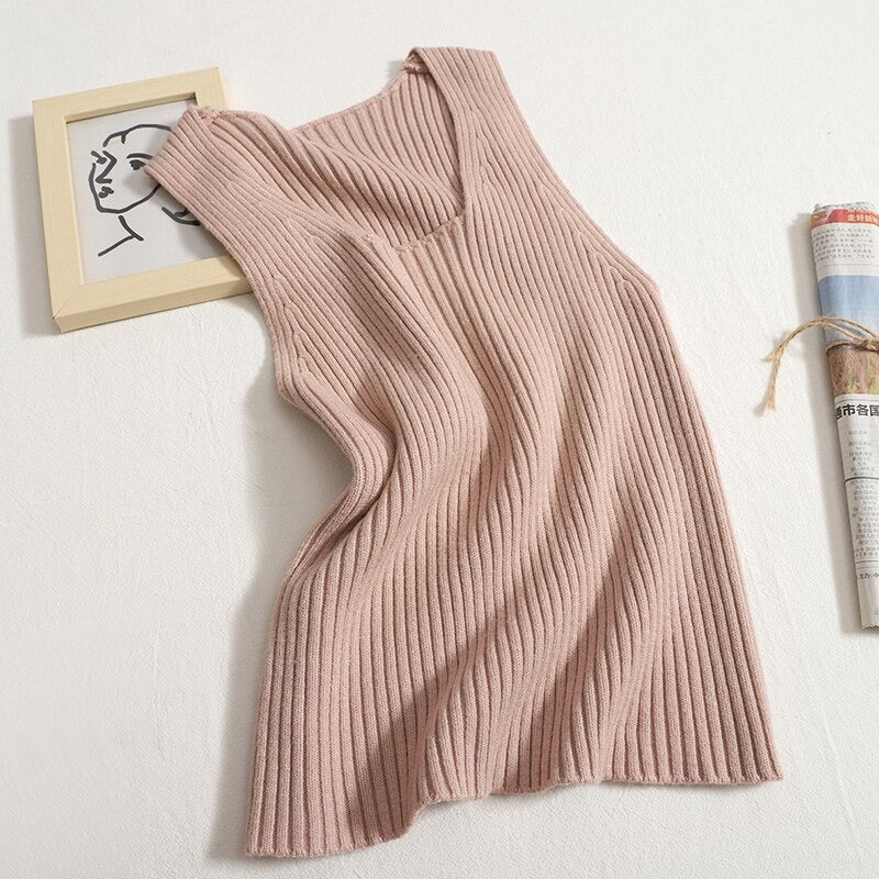 Turtleneck Long-Sleeved Knitted Smock With Vest Sweaters-Soco Hoodie