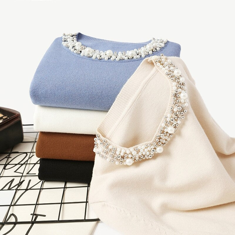 O-Neck Beaded Loose Jumper For Women-Soco Hoodie