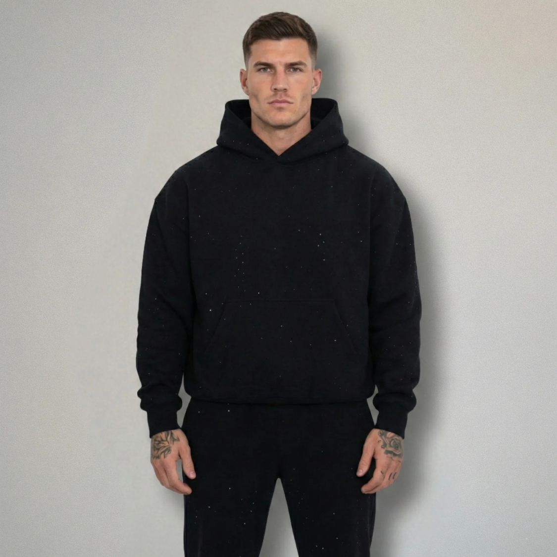 Rhinestone Detail Pullover Hoodie With Hood