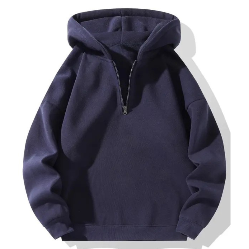 Men's Plain Half Zip Drop Shoulder Essentials Hoodie,