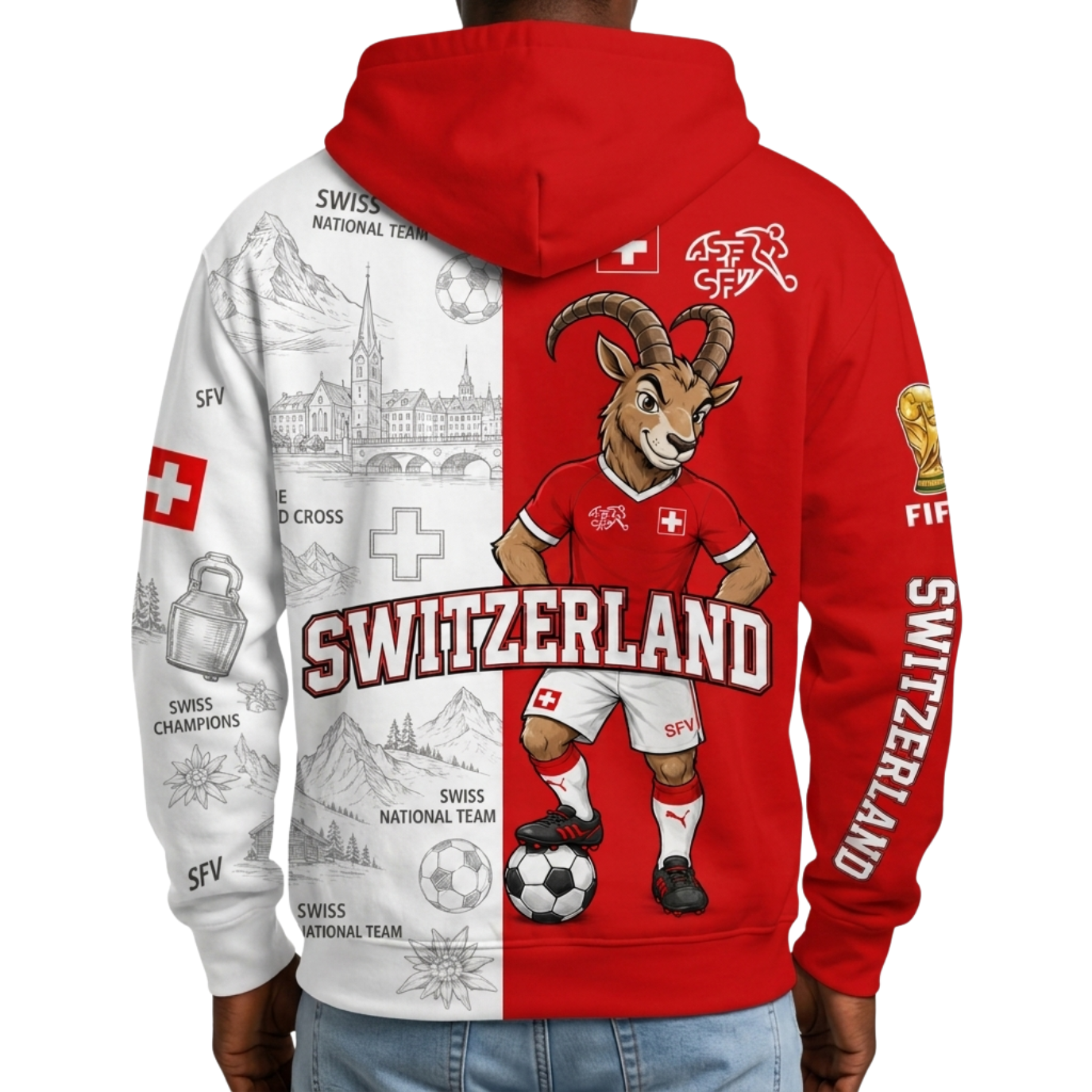 FIFA 2026 Switzerland Football Themed All Over Printed Hoodie