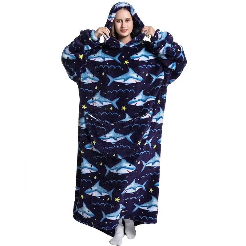 Cartoon Printed Cozy Hooded Blanket
