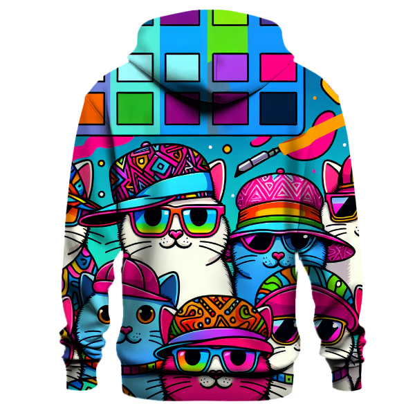 Cool Cats and Neon Hats Hoodie