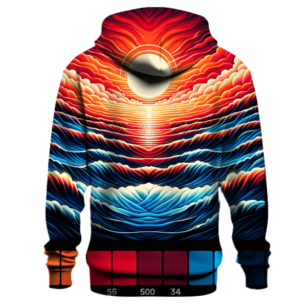 Crimson Horizon Waves Hoodie