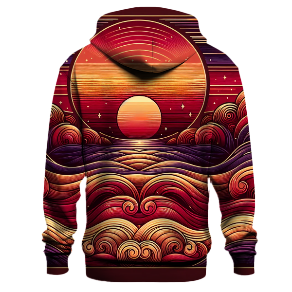 Crimson Ocean Wave Hoodie