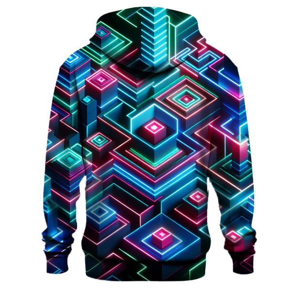 Geometric Neon Maze Hoodie