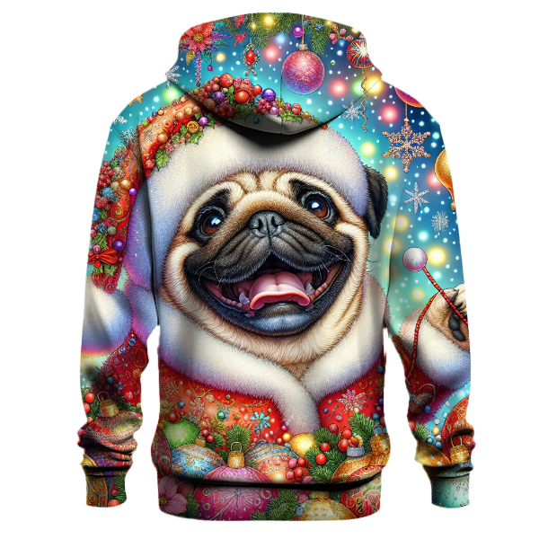 Joyful Christmas Pug Design Hoodie