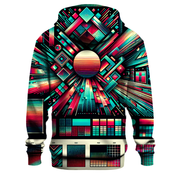 Glitchy Retro Shapes Hoodie