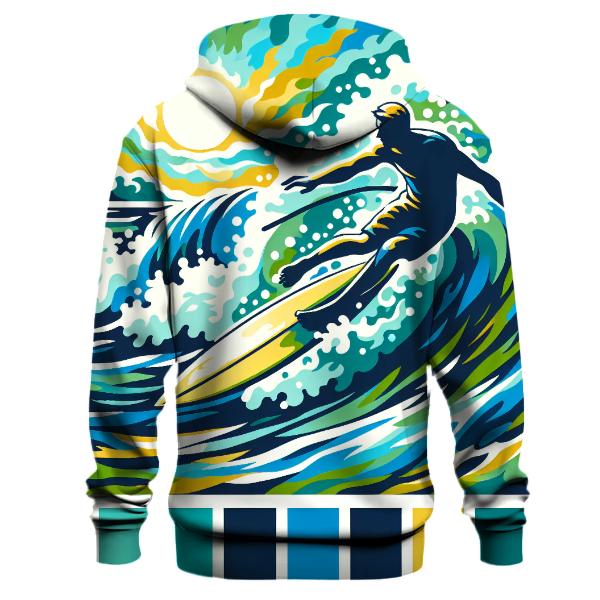 Vibrant 80s Wave Surfer Hoodie