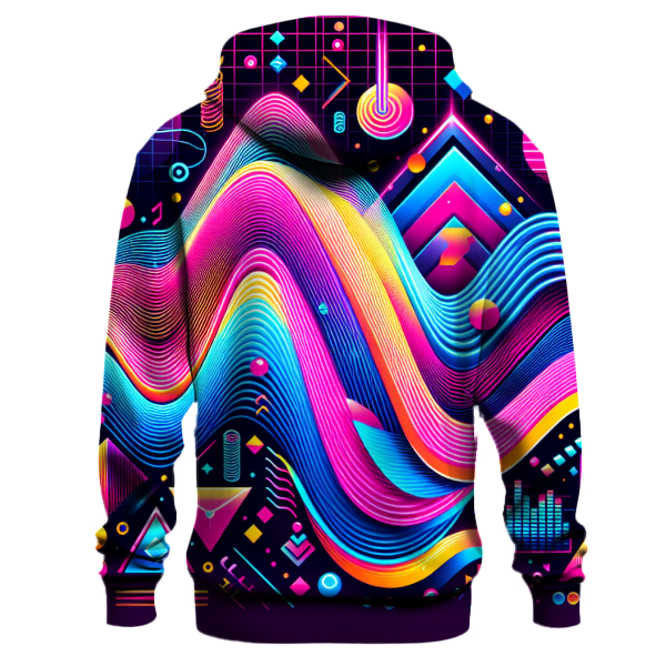 Geometric Neon Waves Hoodie