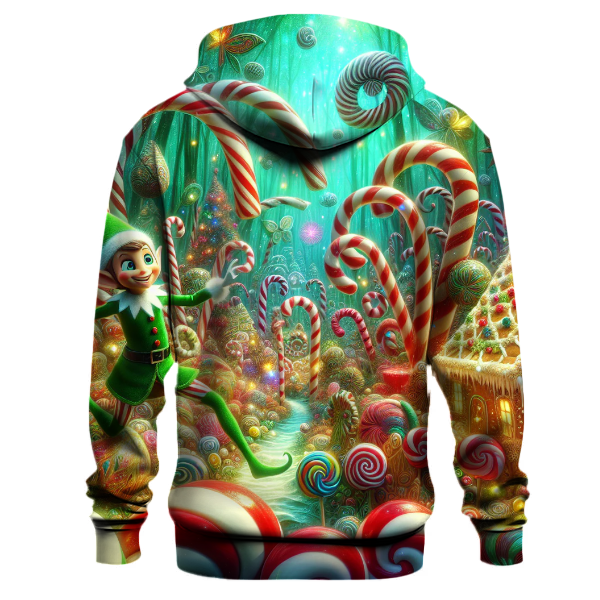 Elf in a Candy Cane Forest Hoodie