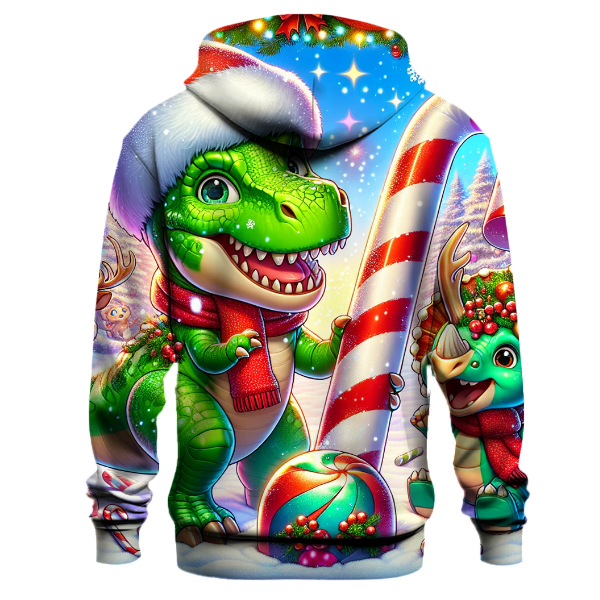 Festive Dinosaurs Celebrating Christmas Hoodie