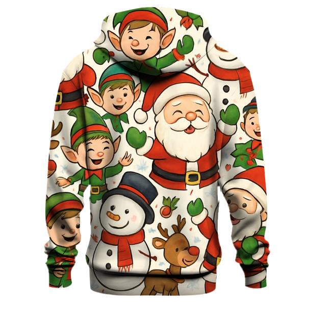 Festive Holiday Characters Collage Hoodie