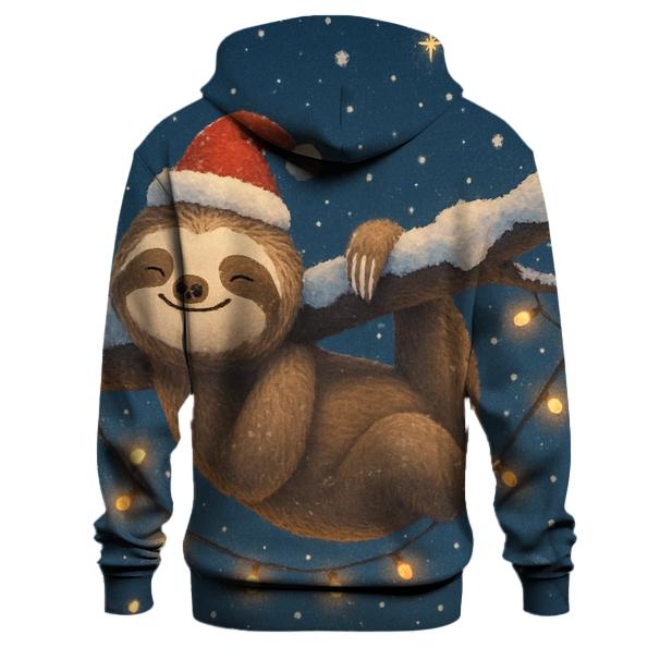 Christmas Sloth Chilling on a Snowy Branch Hoodie