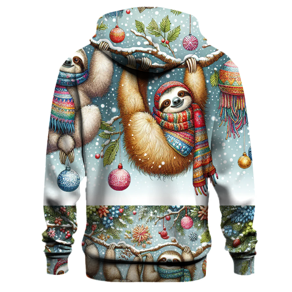Festive Winter Sloths in Scarves Hoodie
