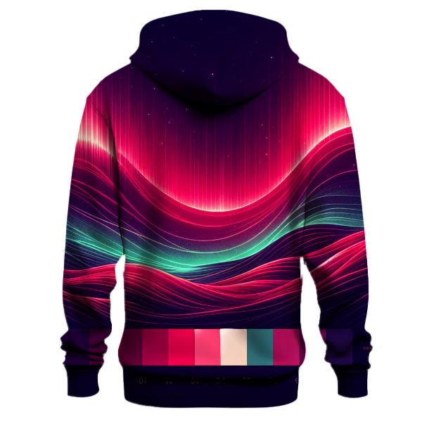 Crimson Aurora Wave Hoodie