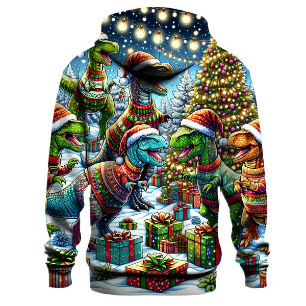 Festive Christmas Dinosaurs Hoodie