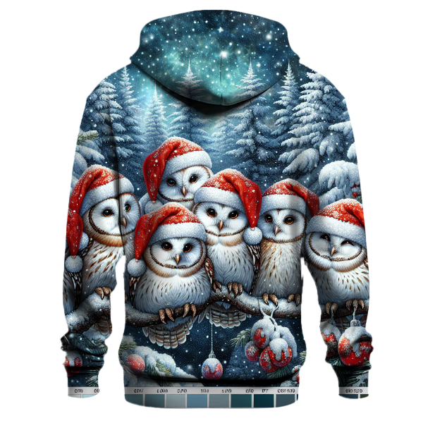 Joyful Christmas Owls with Santa Hats Hoodie