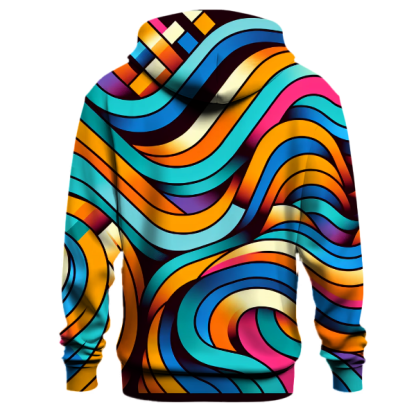 Funky 70s Geometric Waves Hoodie