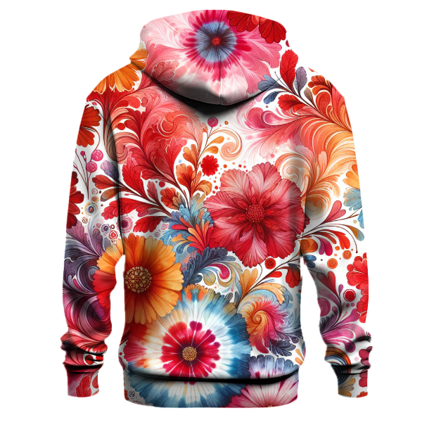 Fiery Blossom Tie-Dye Design Hoodie