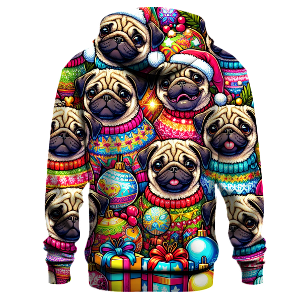 Cheery Holiday Pugs Hoodie