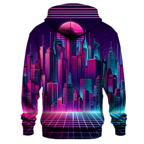 Neon Synth Skyline Hoodie