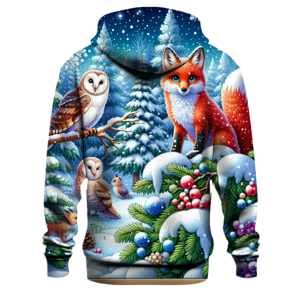 Snowy Woodland Critters Design Hoodie