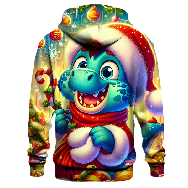 Merry Christmas Dinosaur Design Hoodie