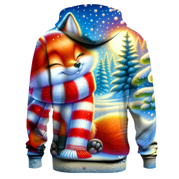 Whimsical Christmas Fox in Snow Hoodie