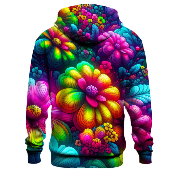 Funky Neon Floral Pattern Hoodie
