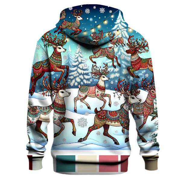 Reindeer with Colorful Scarves Hoodie