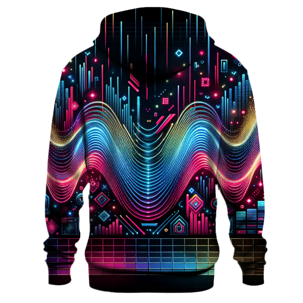 Neon Techno Waves Hoodie