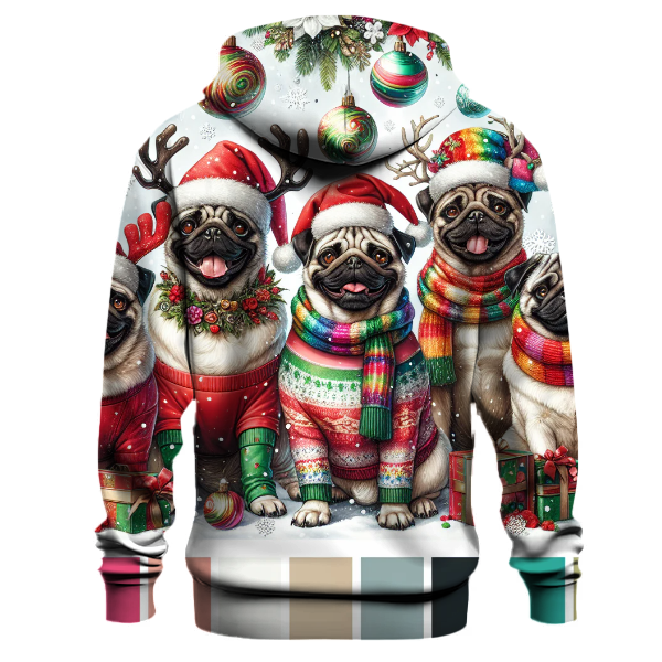 Whimsical Holiday Pugs Hoodie