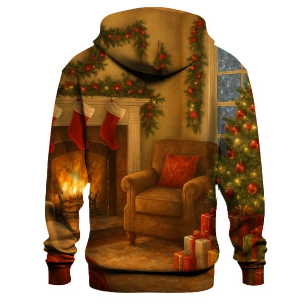 Festive Fireplace Gathering Design Hoodie